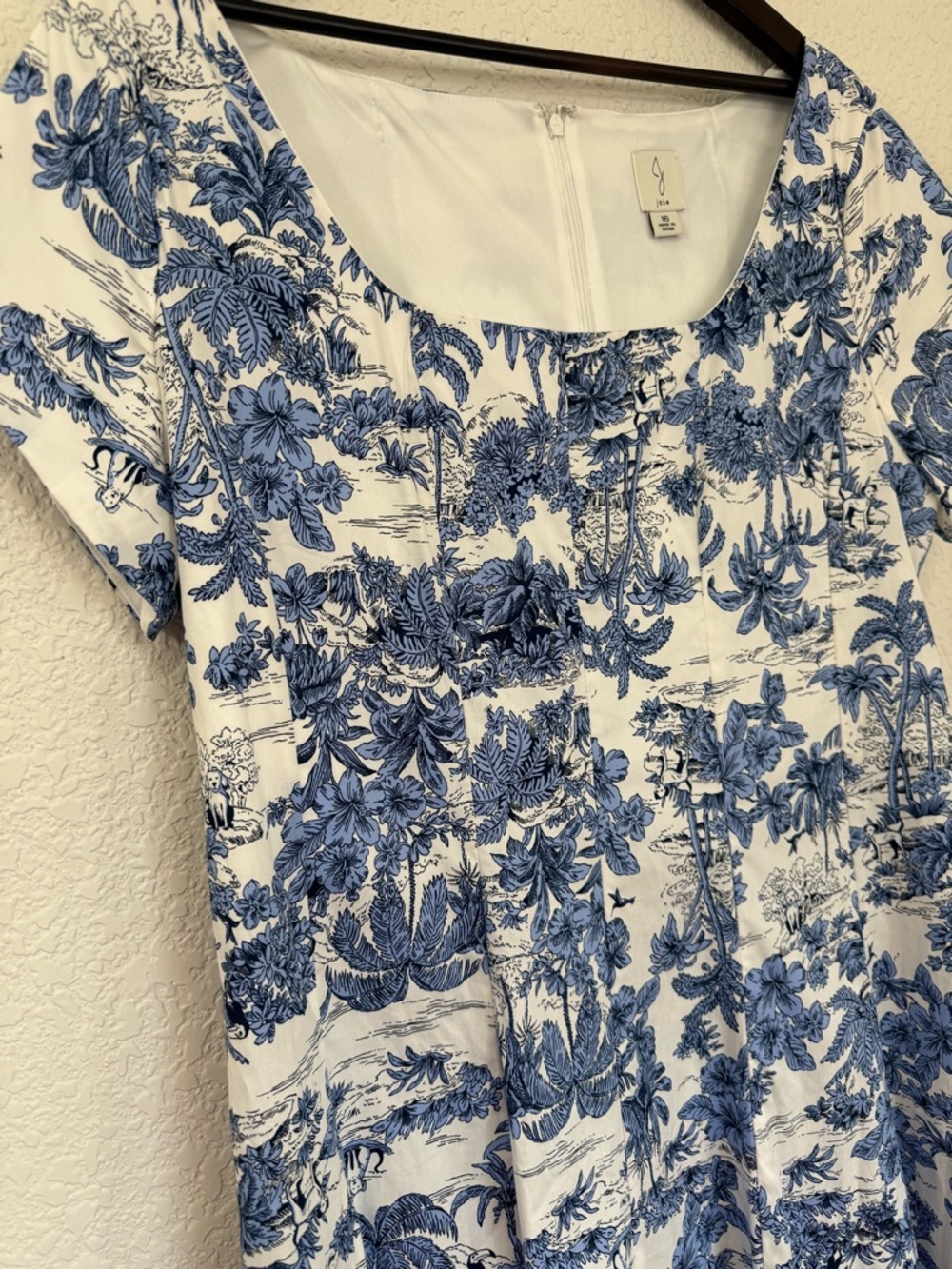 Joie Blue White Toile Midi Dress | Cottagecore | Summer Coastal Chic | Size 16 - Picture 5 of 13